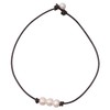 Women White 3 Cultured Freshwater Pearls Choker Necklace on Short