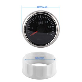 Car Tachometer, Car 52 mm 6000 RPM LCD Tachometer Waterproof Tachometer for Car, Outboard Motor, Construction Machinery, Motorcycle Speedometer