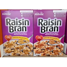 Millville Raisin Bran Toasted Whole Grain Wheat & Wheat Bran Cereal (2 Boxes)