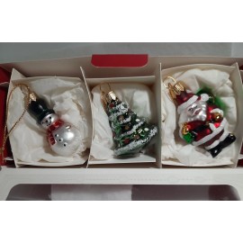 Sur la Table SET of 3~NEW in Box~SANTA~Tree~SNOWMAN Christmas Ornament~Handcrafted POLAND