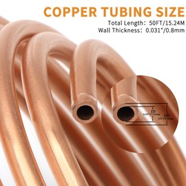 ELECTRAPICK Copper Tubing 3/4" OD x 11/16" ID x 50 Ft, T2 Pure Copper Tubes Soft Coil, Metal Round Seamless Pipe Tubing for Air Conditioning Refrigerator, Industry,DIY