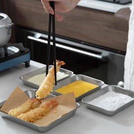 GOVNPJ Set of 3 Breading Pans, Chicken Cutlet Dredging Trays with Stainless Steel Oil Filter Tray Breading Trays for Cooking, Food Prep Trays for Preparing Bread-Crumb Dishes, Panko, Schnitzel