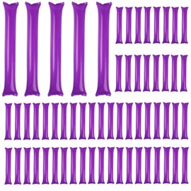 Cakmecwy 140 Pcs Thunder Sticks, Thicken Cheering Team Spirit Boom Sticks, Plastic Cheering Sticks Inflatable Thunder Sticks, Sporting Cheers Basketball Football Events Dance Party Purple