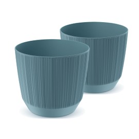 Tymar Flower Pot, Planter, Pack of 2, Plastic Flower Pot, Mat, Round Shape (Diameter 13 cm, (2 Pack), Blue)