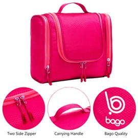 Bago Travel Toiletry Bag for Women and Men - Large Waterproof Hanging Large Toiletry Bag for Bathroom and Travel Bag for Toiletries Organizer -Travel Makeup Bag (Pink)