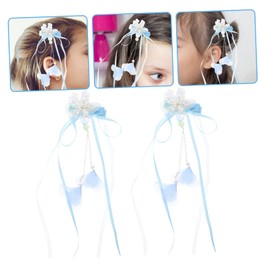Healvian 1pair Tassel Flower Hair Clips for Girls Retro Hair Accessories Comfortable and Barrettes for Costumes and Everyday Wear Lightweight Design Unique Tassel Detail