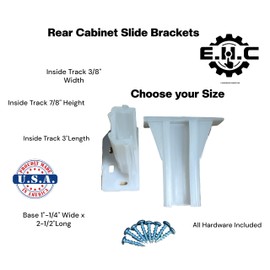 Drawer/Cabinet Slide Track/Socket/Brackets/Choose from Various Sizes/All Hardware Included by E.H.C. (3/8" Track Width x 7/8" Height x 3" Length)