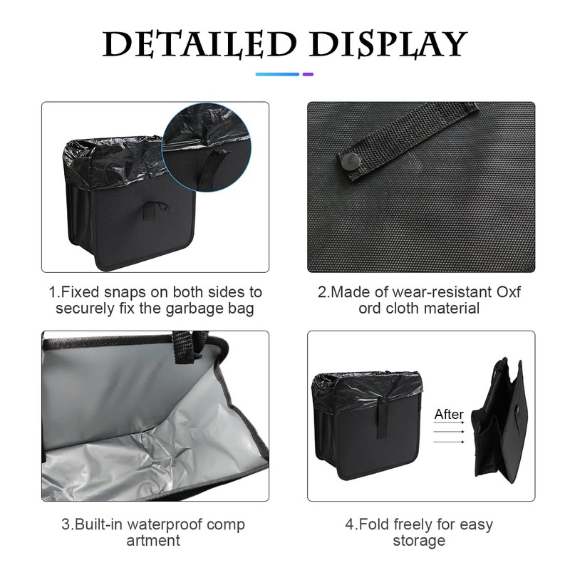 Fekey&JF Foldable Car Trash Can, Hanging Waterproof Leakproof Trash Can