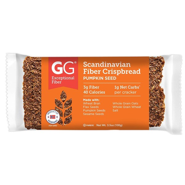 GG Scandinavian Fiber Crispbread, Pumpkin Seed, 3.5 Oz (Pack of 15)