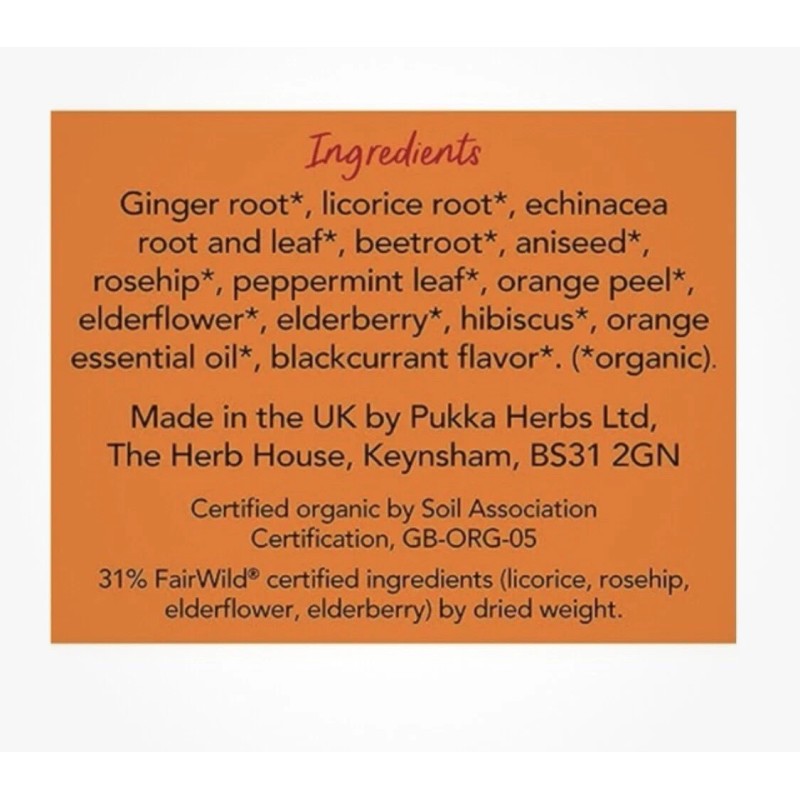 Pukka Herbs Organic Pukka Herbal Tea Elderberry & Echinacea Caffeine