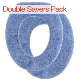 Warm-n-Comfy Soft Toilet Seat Cover - Plush & Thick Fabric Toilet Seat Warmer for Round & Elongated 14x18" Toilet Seats - Reusable, Machine-Washable, Easy-Install -Gift-Ready Packaging- Infinity Blue