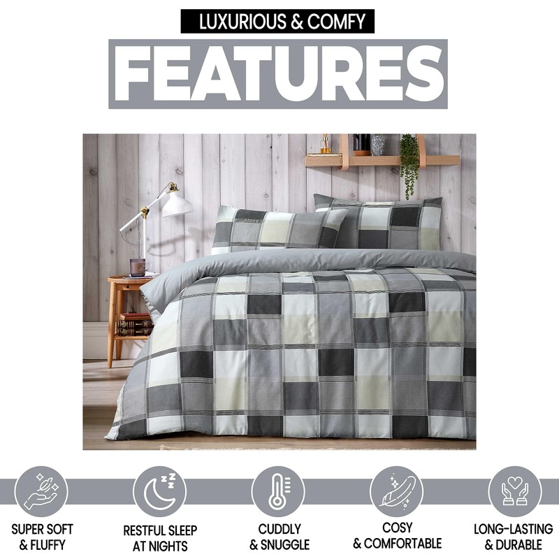 Olivia Rocco Glencoe Check Duvet Cover Set Easy Care Bedding
