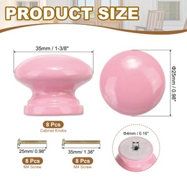 PATIKIL 1-3/8 Inch Cabinet Knobs, 8 Pcs Round Drawer Dresser Knobs Wood Handles Knobs Drawer Pulls with Screws for Kitchen Cupboard Furniture Door, Red