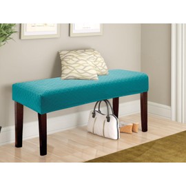 Fuloon Stretch Jacquard Dining Bench Cover - Anti-Dust Removable Bench Slipcover Washable Seat Cushion Protector for Bedroom, Kitchen, Hotel, Banquet (Peacock Blue)