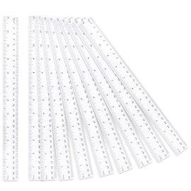 Pack of 10 Transparent Plastic Rulers 30 cm, Ruler Set, Reading Ruler, Straight Measuring Tool with Inch and Metric Scale, School Supplies Ruler for School, Office, Home, Primary School, Ruler 12 Inch