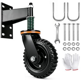 Gate Wheel - 6inch Heavy Duty Gate Wheels for Wooden Gate and Fence or Farm Metal Tube Swing Gate, Gate Caster with Spring Loaded Support, 360 Degree Rotation (6INCH 600lb)
