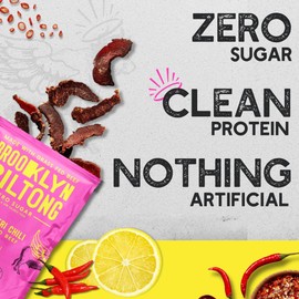 Brooklyn Biltong Air Dried Grass Fed Beef Snack, South African Beef Jerky (8 oz, Pack of 2) - Whole30 Approved, Paleo, Keto, Gluten Free, Sugar Free, Made in USA - (Peri Peri)