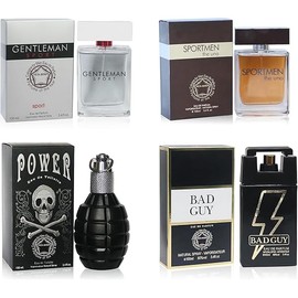 META-BOSEM 4Pc Set Cologne for Men (Gentleman Sport+Sportmen the Uno+Power+Bad Guy) Collection Fragrance, Eau de Parfum Spray - Masculine Scent (Pack of 4) Each 3.4 Fl Oz, Total 13.60 Oz