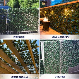 Windscreen4less Artificial Expandable Ivy Leaf Faux Leaves Privacy Fence Screen for Outdoor Indoor Backyard Patio Balcony (Single Sided Leaves, 1 Pack)