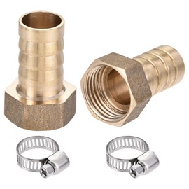 sourcing map 2 Sets Brass Barb Hose Connection Adapter 16 mm Barbed x G1/2 Inner Tube with 13-19 mm Hose Clamp