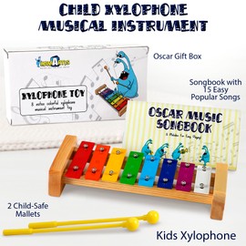MINIARTIS Xylophone for Kids and Toddlers | 8 Notes Colorful Wooden Xylophone with Mallets and 15 Music Songbook | Kids Musical Instrument Educational Montessori Toys