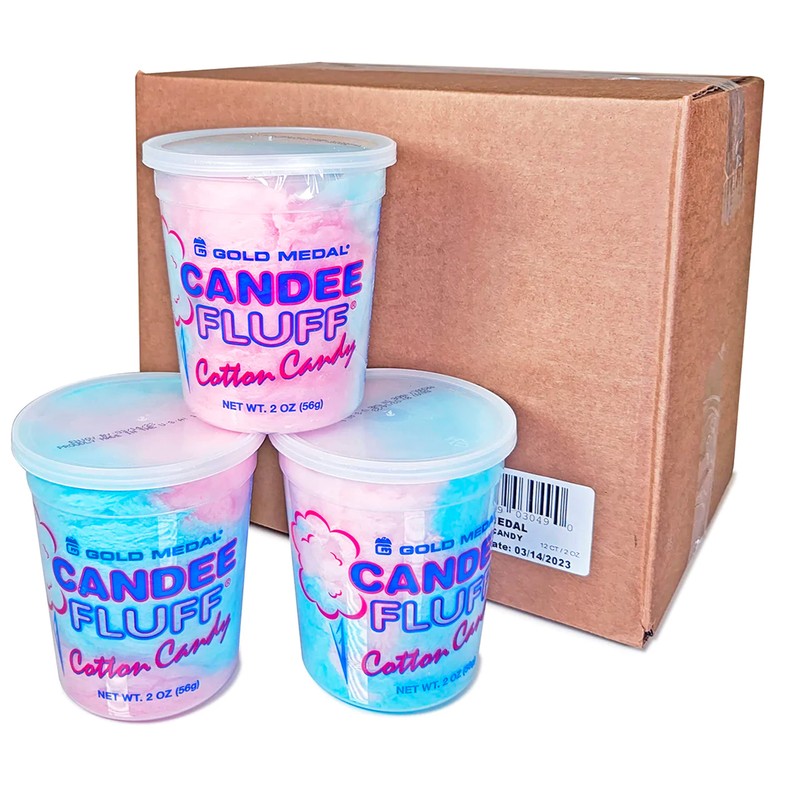 Prepackaged Candee Fluff® Cotton Candy, 2-oz. (Case of 12)