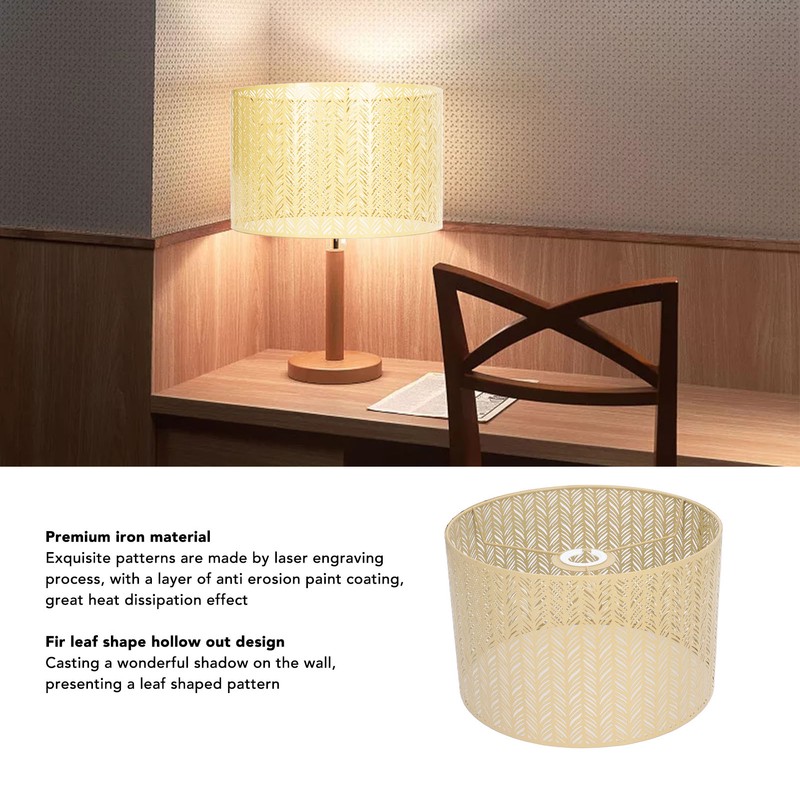 Drum Lamp Shade E27 E14 Clip Fir Leaf Shape Hollow