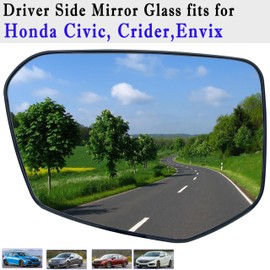 Civic Driver Side Mirror Glass Compatible with 2016-2021 Honda Civic, 2019-2022 Honda Crider, 2018-2022 Honda Envix Heated Left Side Mirror Glass with Rear Holder