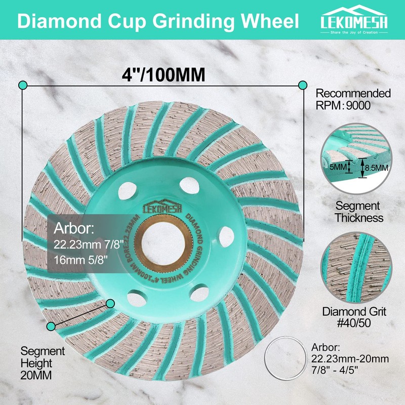 Diamond Grinding Wheel 100mm Turbo Segments Grinding Disc for Concrete