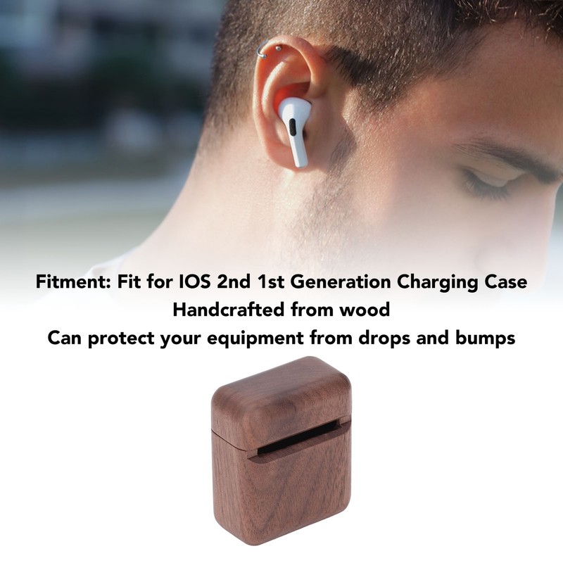 Wooden Earbuds Case Cover for IOS 2nd 1st Generation Charging
