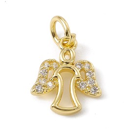 KitBeads 10pcs Cubic Zirconia Angel Charms Real 18K Gold Plated Angel Wing Charms Micro Pave CZ Fairy Charms for Jewelry Making Bulk