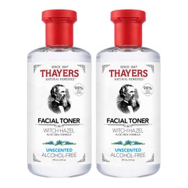 THAYERS Alcohol-Free Witch Hazel Unscented Face Toner Skin Care with Aloe Vera, Natural Gentle Facial Toner, for All Skin Types, Duo Pack (2 x 355mL)