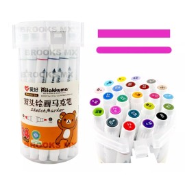 Rilakkuma 24pz Plumones Doble Punta Estuche Portatil Cilindro Jumbo