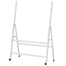 MUKUANG A-Frame Foldable Whiteboard Stand, Height and Width Adjustable, Mobile Stand with Wheels for All Heavy Duty Glass Blackboard, Chalkboard, Bulletin Board, Display Board, Drawing Board (White)