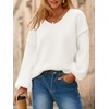 Saodimallsu Womens Oversized V Neck Sweaters Chunky Knit Lantern Long