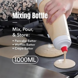 Handheld Muffin Batter Mixing Bottle Dispenser Cream Mix Pot with Scale for Pancakes, Waffles, and More Easy-Pour Spout