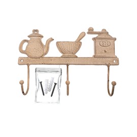 your castle Decorative Wall Hook Coat Hook Made of Cast Iron Coffee Motif with 3 Hooks Approx. 27 x 17 cm