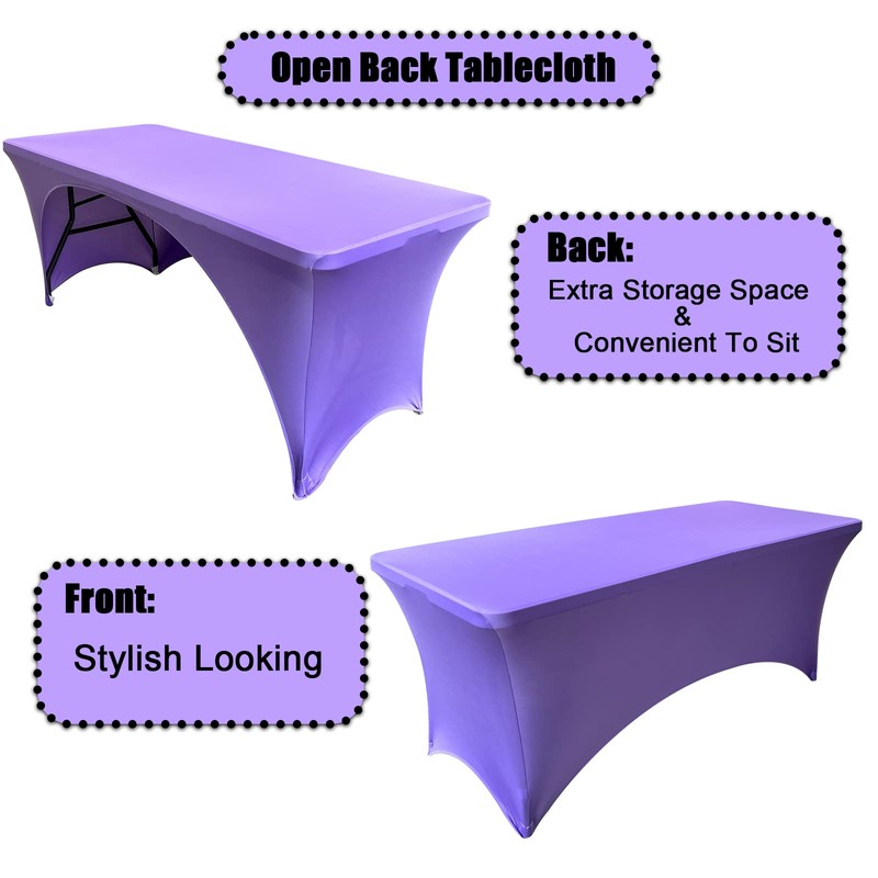 Dololoo Stretchable Tablecloths 6ft for Rectangle Tables with Open Back,