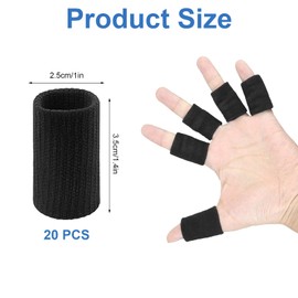 SCROLIEY 20PCS Finger Compression Sleeves Breathable Finger Protectors Sleeves Support, Elastic Thumb Compression Sleeves Protector for Volleyball Basketball Black ﻿