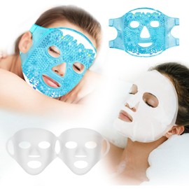 Cubierta De Mascarilla De Silicona Y Juego De Máscara Facial De Hielo, Máscara Facial Refrescante Para Ojeras, Hinchazón, Migrañas, Estrés, Enrojecimiento, Soporte De Mascaril