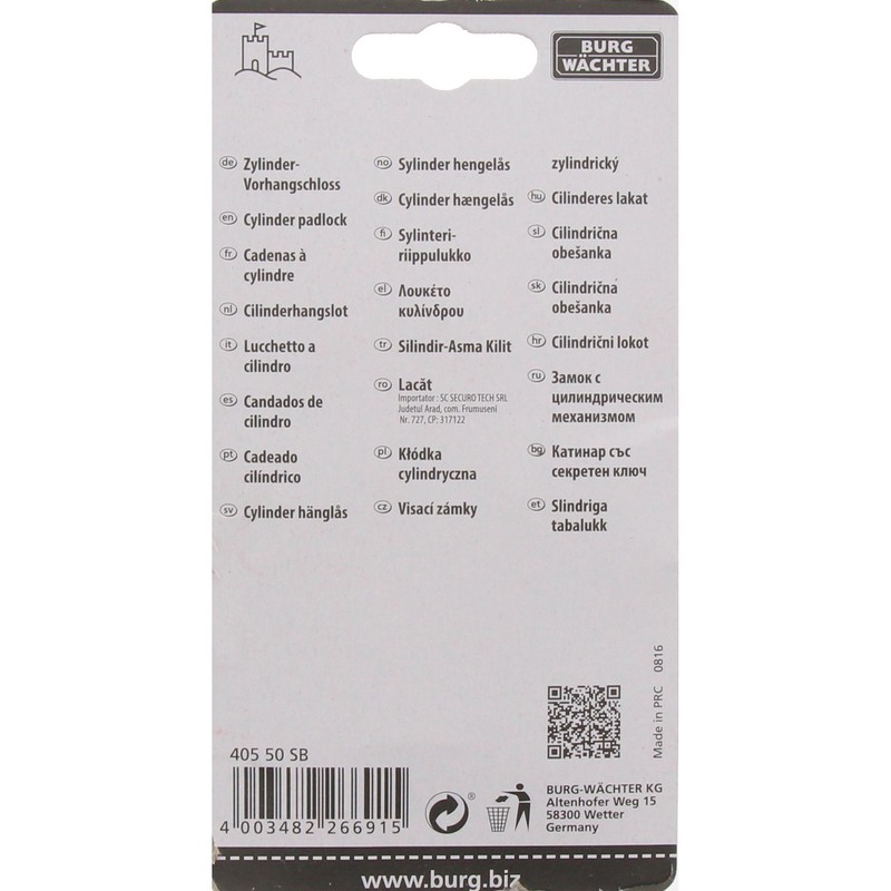 Burg Wächter 405 Verschiedensperrend Lock, Width 50 mm, 1 piece,