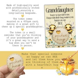 Maise & Rose A Little Pocket Hug Token For Granddaughter | Birthday Gift For Granddaughter | Thinking Of You Hug Gift | Cheer Up Gift | Granddaughter Bee Pocket Hug | BTKG
