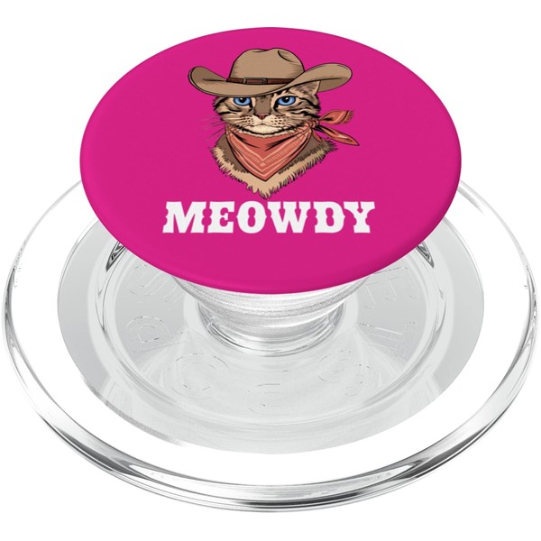 Meowdy Funny Cowboy Cat Western Feline PopSockets PopGrip for MagSafe