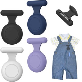 SUIHUOJI (4 Pack) Airtag Holder for Kids Hidden, Waterproof Kids Air tag Holder with Pin Brooch, Kids Airtag Tracker Case Accessories, Full Silicone Airtag Holder for Child Elderly Backpack Luggage