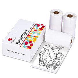 Phomemo Thermal Pocket Printer Paper, White Self-Adhesive Paper Compatible With all Phomemo T02 Bluetooth Mini Sticker Printer, Black On White Paper for Journal Photo, 50mm x 3.5m, 3 Rolls