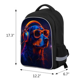 HiMagics School Backpack for Boys 17" Boys Backpack for Kids Children Teens Elementary Middle School - Students Bookbag Ages 6-18 Travel Back Pack Dog