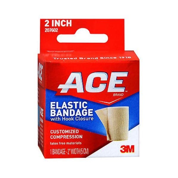 Ace Elastic Bandage with Hook Closure 2 Inch, Pack of