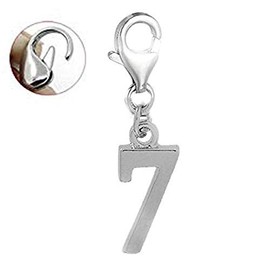 Sexy Sparkles Clip on Number 7 Charm Dangle Charm Pendant for European Clip on Charm Jewelry with Lobster Clasp