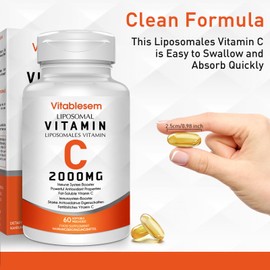 Liposomal Vitamin C Capsules 2000mg (2 Pack) - High Strength Gluten Free & Ascorbic Acid - Immune Support Antioxidant Supplement - Non-GMO