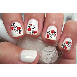 Roses Blossom Flower Red Nail Art Decals